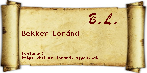 Bekker Loránd névjegykártya